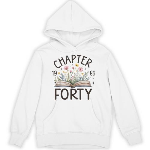 1986 Chapter Forty 40th Birthday Wildflower Book 40 Year Old Unisex Hoodie - Bookorys