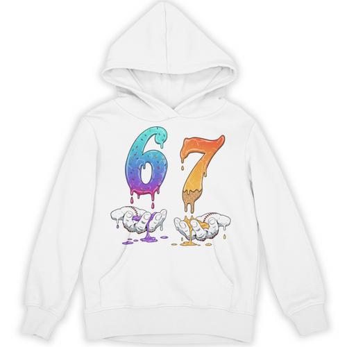 67 Meme Baseball Kids Girls Humor Number 6 7 Unisex Hoodie - Sportilla
