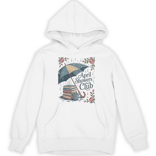 April Showers Book Club Spring Peonies Cozy Hygge Reader Unisex Hoodie - Bookorys DE