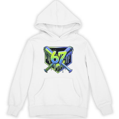 Awesome 67 Baseball Drip Effect Baseball 6-7 Meme Graphic Premium Tri-Blend Unisex Hoodie - Sportilla