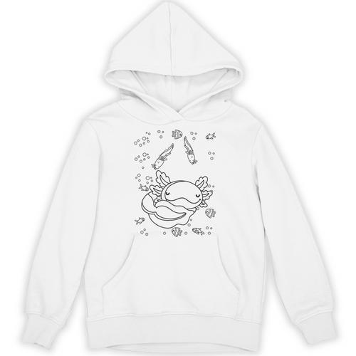 Axolotl Colouring Shirt For Children Adults 003 Colouring Book Unisex Hoodie - Bookorys CA