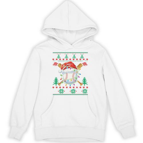 Baseball Christmas Ugly Sweater Santa Sport Men Kids Unisex Hoodie - Sportilla