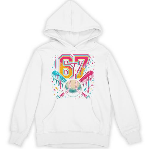 Baseball Drip 6 7 Number 67 Six Seven Meme Boys Kids Unisex Hoodie - Sportilla