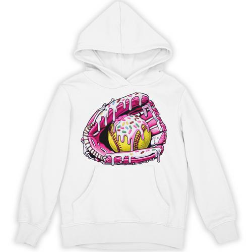 Baseball Glove Drip Shirt Ice Cream Dripping Girls Pocket Premium Unisex Hoodie - Sportilla