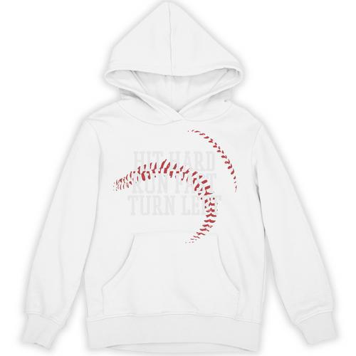 Baseball Hit Hard Run Fast Turn Left Men Boys Kid Teen Youth Premium Tri-Blend Unisex Hoodie - Sportilla