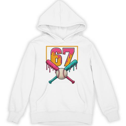 Baseball Ice Cream Drip Number 67 Player 67th Birthday Premium Tri-Blend Unisex Hoodie - Sportilla