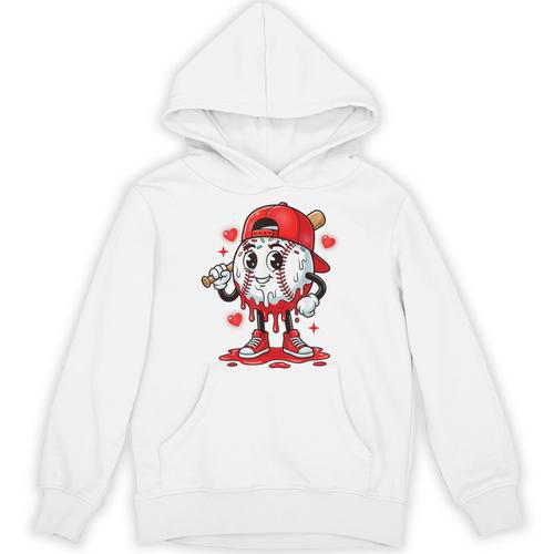 Baseball Ice Cream Valentine Dripping Game Day Men Boys Kids Unisex Hoodie - Sportilla