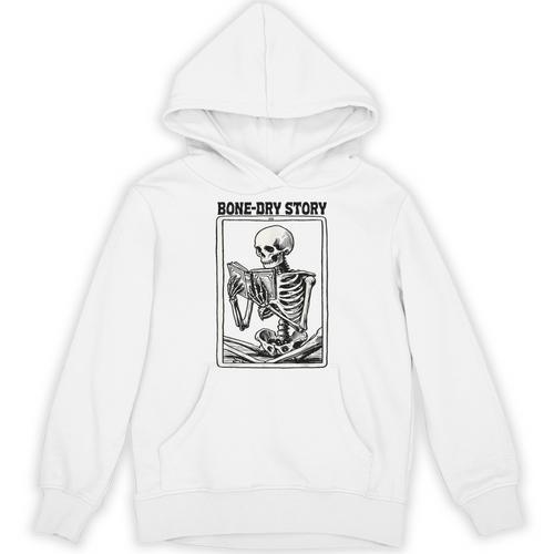 Bone-Dry Story Skeleton Reading Book Lovers Bookworm Book Unisex Hoodie - Bookorys