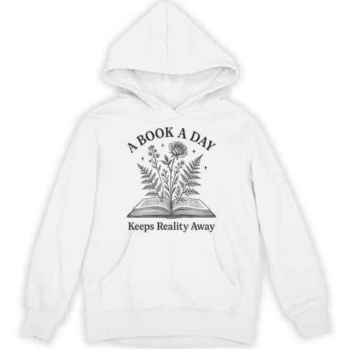 A Book A Day Keeps Reality Away Floral Reader Unisex Hoodie - Bookorys