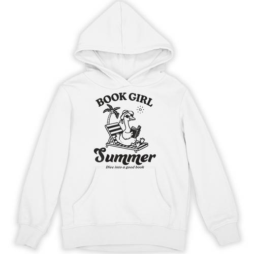 Book Girl Summer Reading Duck Retro Beach Vacation Bookworm Unisex Hoodie - Bookorys UK