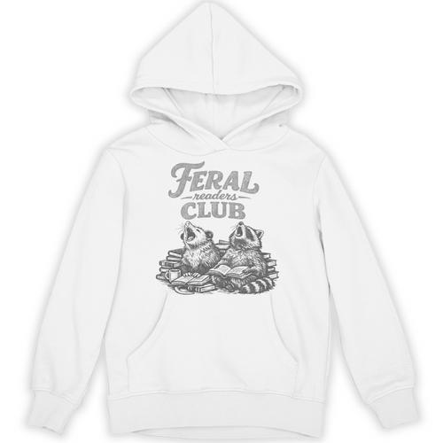 Book Lover Bookworm Feral Readers Club Raccoon Opossum Premium Tri-Blend Unisex Hoodie - Bookorys UK
