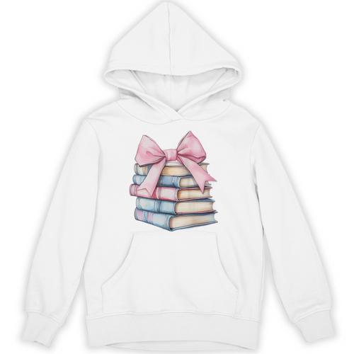 Book Lover Coquette Bow Pink Dainty Ribbon Cute Bookworm Unisex Hoodie - Bookorys CA