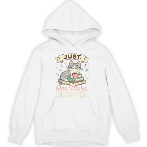Book Lover Cute Cat Coffee Just 1 More Chapter Cozy Reading Unisex Hoodie - Bookorys CA