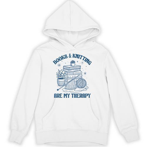 Books & Knitting Are My Therapy Reading Knitting Lover Craft Unisex Hoodie - Bookorys CA