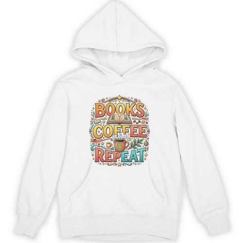 Books Coffee Repeat Cozy Reading Lifestyle Premium Tri-Blend Unisex Hoodie - Bookorys AU