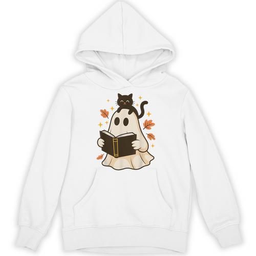 Books Ghost Reading Book Halloween Library Cat Fall Unisex Hoodie - Bookorys AU