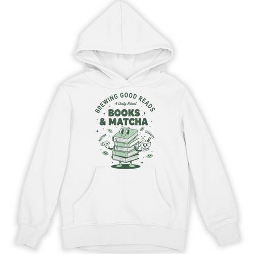 Books And Matcha Brewing Good Reads Matcha Tea Unisex Hoodie - Bookorys