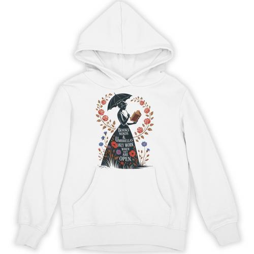 Books Minds Umbrellas Quote Reading Lover Vintage Reader Unisex Hoodie - Bookorys DE