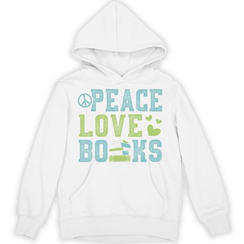 Books Peace Love Bookworm Book Nerd Book Lover Reading Unisex Hoodie - Bookorys DE