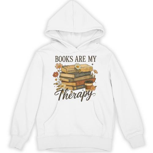 Books Are My Therapy Vintage Book Lover Daisy Art Unisex Hoodie - Bookorys
