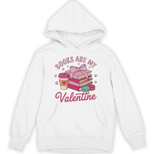 Books Are My Valentine Coquette Bow Bookworm Pink Books Unisex Hoodie - Bookorys
