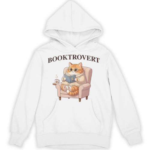 BOOKTROVERT Cute Cat With Tea Cozy Sweater And Book Unisex Hoodie - Bookorys AU