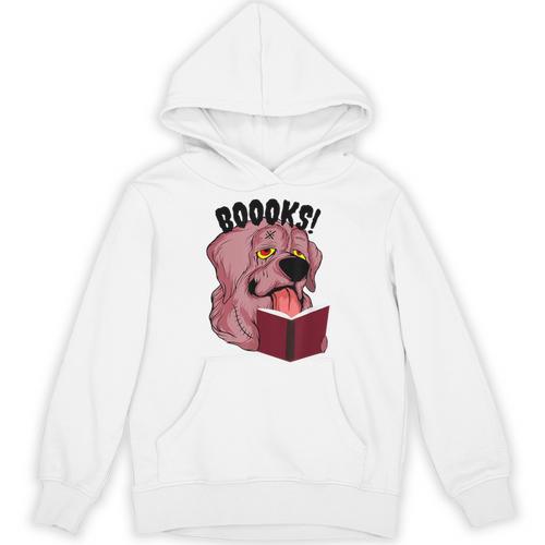 BOOOKS Zombie Dog Reading a Book Halloween Teacher For Men Women Kids Unisex Hoodie - Bookorys