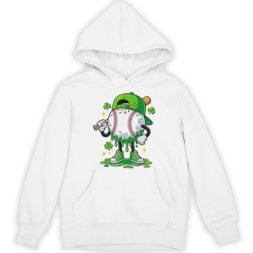 Boys St Patrick’s Day Baseball Drip Ice Cream Apparel Youth Unisex Hoodie - Sportilla