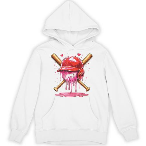 Boys Valentine Day Baseball Helmet Drip Ice-Cream Youth Kids Unisex Hoodie - Sportilla