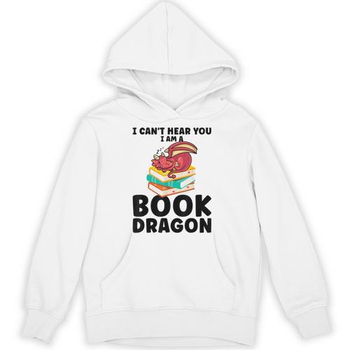 I Can't Hear You I Am a Book Dragon Reading Book Unisex Hoodie - Bookorys AU