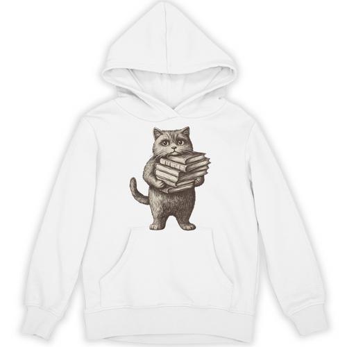 Cat Book Lover Reading Men Women Kids Unisex Hoodie - Bookorys AU