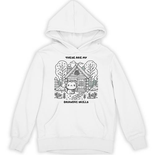 Cat Colouring Book Drawing Painting Art Unisex Hoodie - Bookorys UK