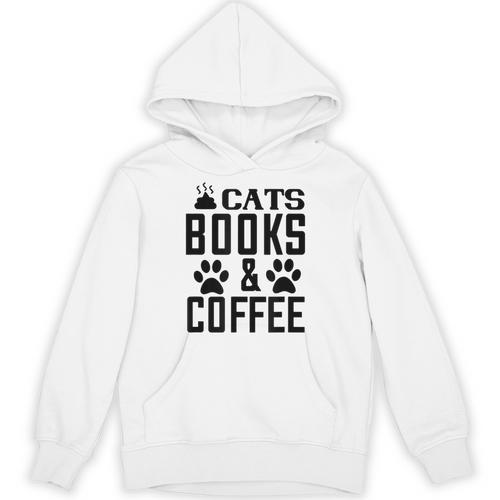 Cats Books And Coffee Reading Unisex Hoodie - Bookorys AU