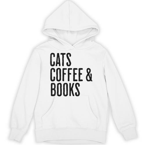 Cats Coffee And Books Unisex Hoodie - Bookorys AU