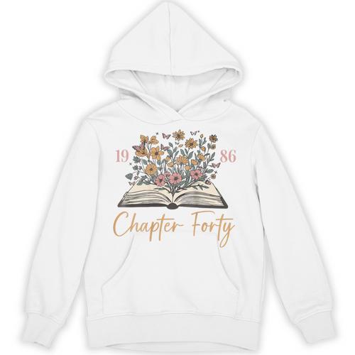 Chapter Forty 1986 40th Birthday Wildflower Book 40 Year Old Unisex Hoodie - Bookorys CA