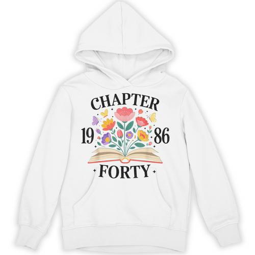 Chapter Forty 1986 40th Birthday Wildflower Book Lover Unisex Hoodie - Bookorys