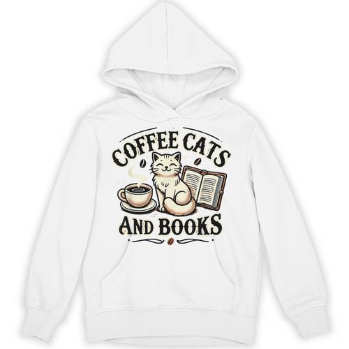Coffee Cats And Book Reader Book Lovers Librarian Bookworm Unisex Hoodie - Bookorys AU