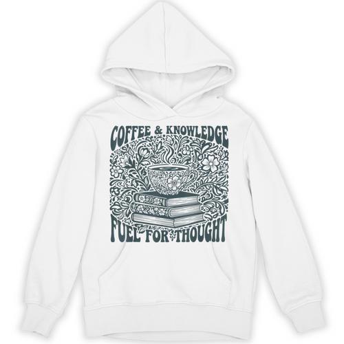 Coffee Knowledge Fuel For Thought Book Lover Reading Unisex Hoodie - Bookorys