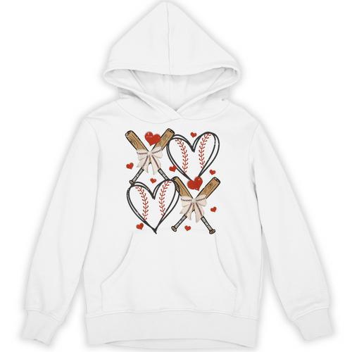 Coquette Bow XOXO Baseball Lover Heart Valentine Game Day Unisex Hoodie - Sportilla