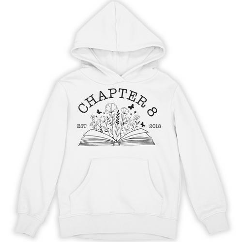 Cute 8th Birthday Chapter 8 Est 2018 Wildflower Book Lover Unisex Hoodie - Bookorys AU