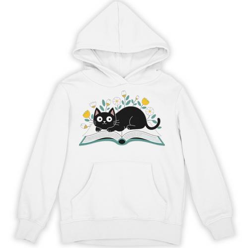Cute Cat On Book Fun Flower Feline Pet Lover Premium Tri-Blend Unisex Hoodie - Bookorys AU