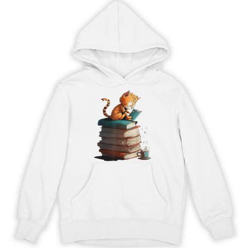 Cute Cat Lovers Book Lovers For Women And Men Unisex Hoodie - Bookorys UK