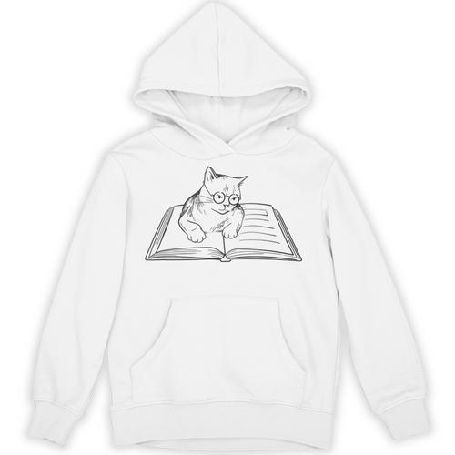 Cute Cat Reading Book Literature Kitty Unisex Hoodie - Bookorys UK