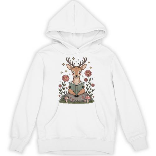 Cute Deer Reading Book Cottagecore Aestetic Unisex Hoodie - Bookorys AU
