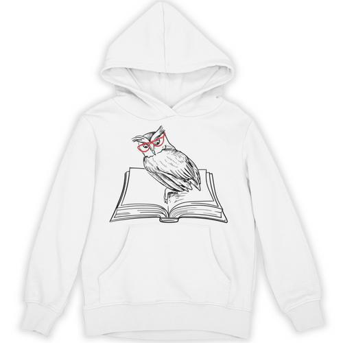 Cute Forest Animal Owl Reading Books Literature Unisex Hoodie - Bookorys