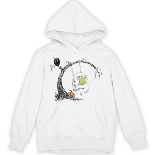 Cute Ghost Costume Reading Book Halloween Unisex Hoodie - Bookorys
