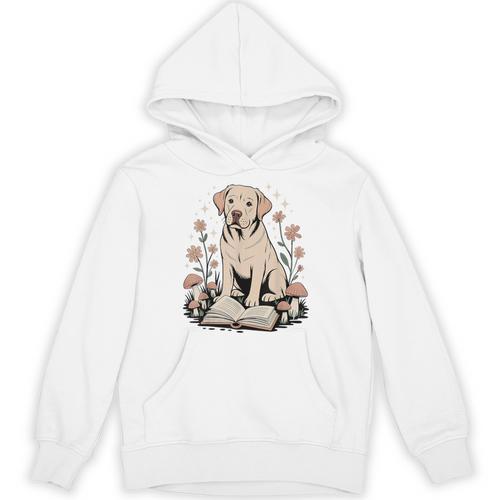 Cute Golden Retriever Reading Book Cottagecore Aestetic Unisex Hoodie - Bookorys