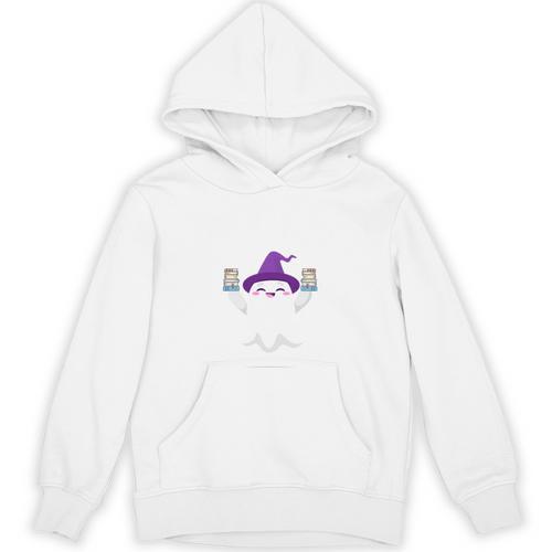 Cute Halloween Literacy Teacher Witch Reading Books Ghost Unisex Hoodie - Bookorys DE