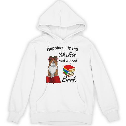 Cute Happiness Is Sheltie And Books Sheltie Mom Unisex Hoodie - Bookorys