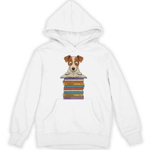 Cute Jack Russel Dog Reading On Pile Of Books Premium Tri-Blend Unisex Hoodie - Bookorys AU